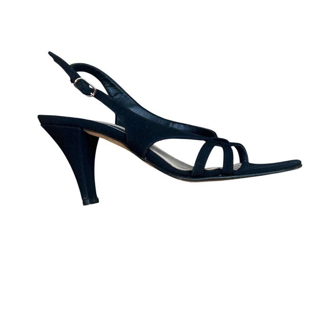 Adrienne Vittadini Italian Made Black Strappy High Heel Sandals Size 6 1/2